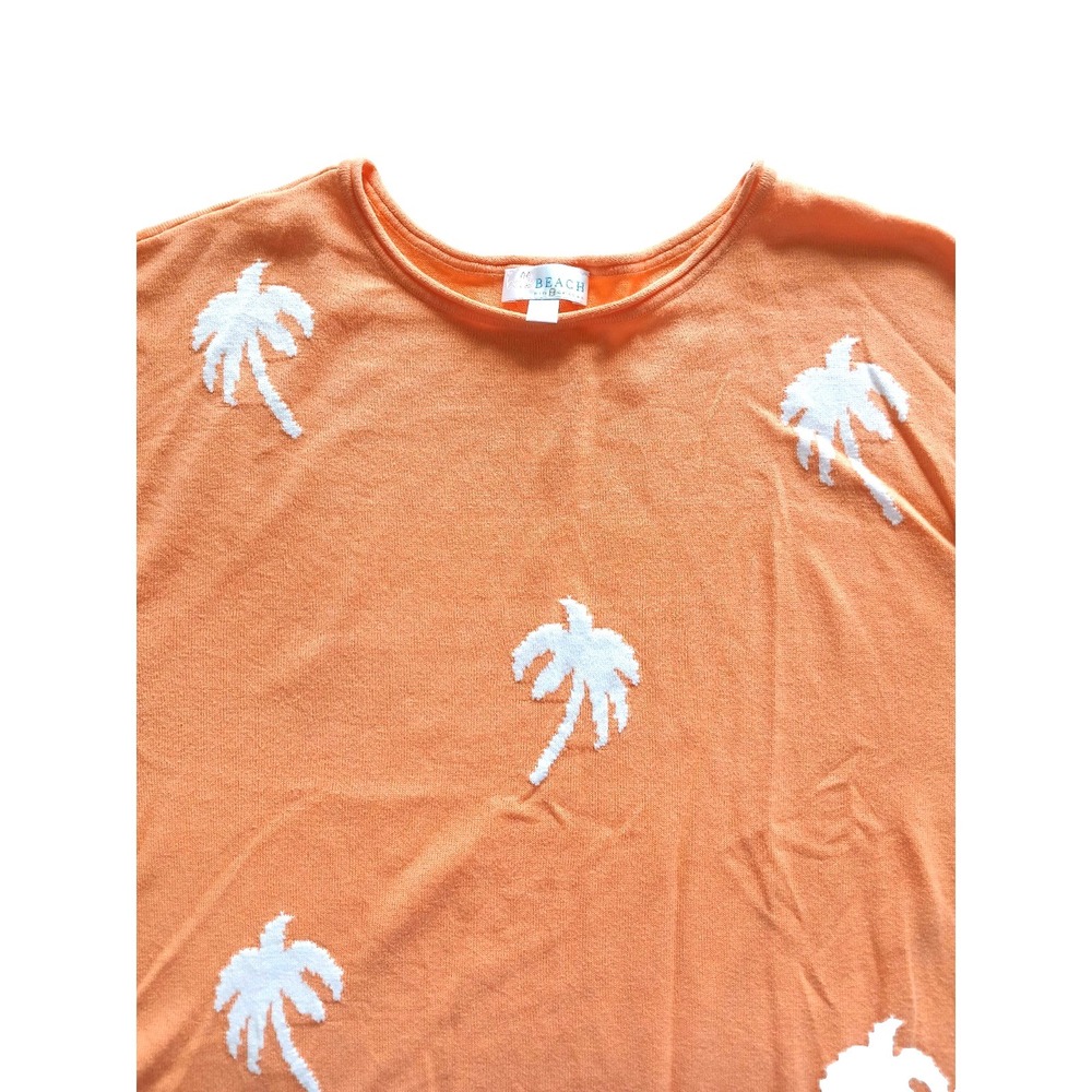 Belle Beach by Kim Gravel Coral Palm Tree Pullover Top / Sweater Size L